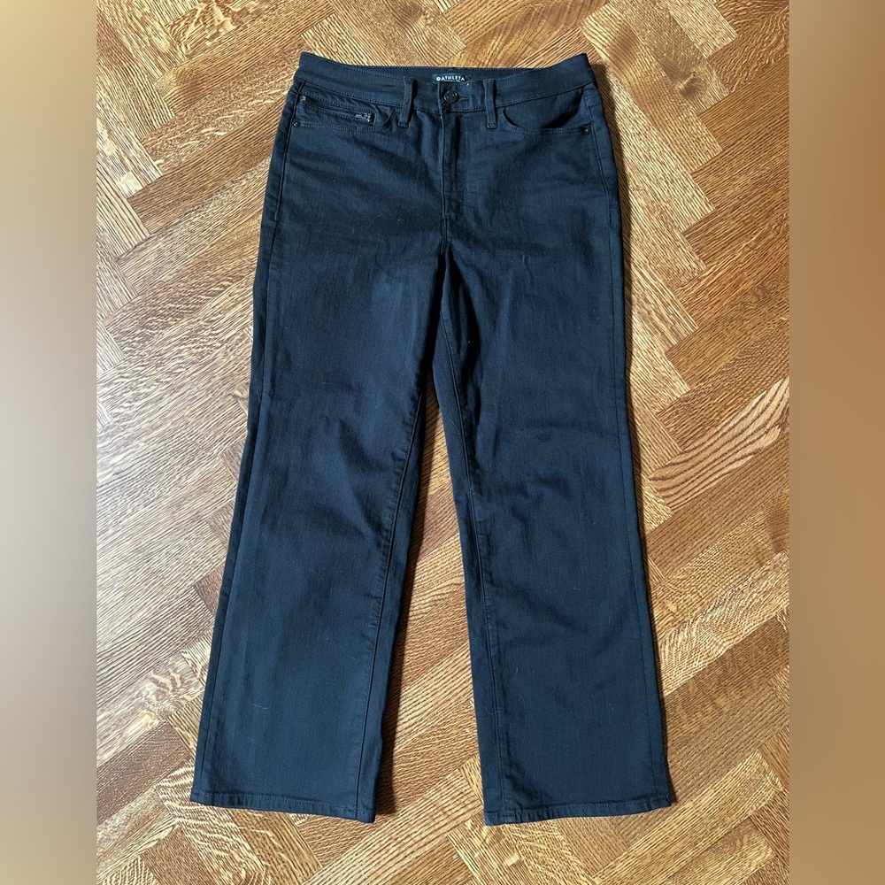 ATHLETA Flex Kick Flare Jeans Black‎ Stretch Comfy Capsule Wardrobe Staple 8